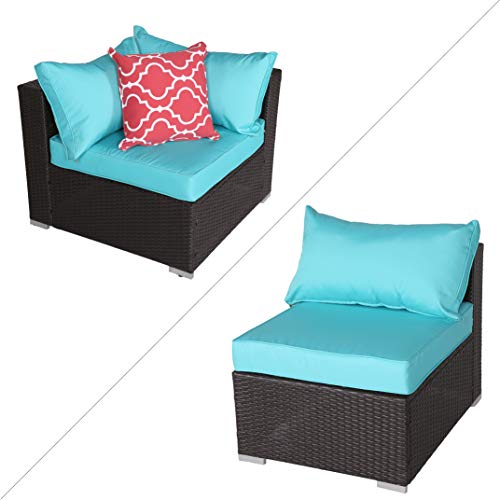 Do4U Patio Sofa 7Piece Set Outdoor Furniture Sectional AllWeather