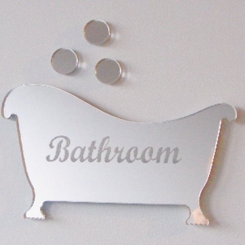 Super Cool Creations Engraved Bath & Bubble Mirror Door Sign 12cm x 9cm & 3 Bubbles