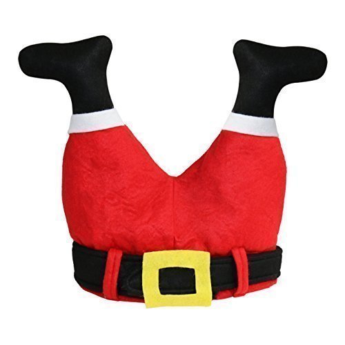 Novelty Christmas Plush Red Santa Claus Legs Hat