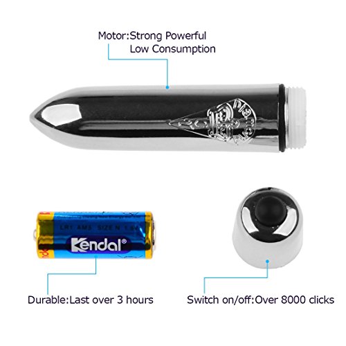 Vibrator, Oomph! Powerful WaterProof Single-speed Massager Mini Bullet Vibrator/Vibes Female Masturbation Toy (Silver) - Thumbnail 2