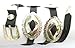 Western Hat Band Black Leather with 10 Oval Scalloped Conchos with 3-pc Buckle Set