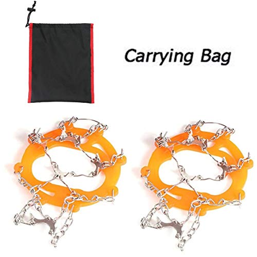 Samply Ice& Snow Traction Cleats, 10 Spike Mountaineering Climbing Crampons for Shoes, Boots, Orange - Thumbnail 4