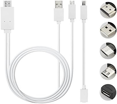 Phone to Tv Cable, 6.5 Feet 11 Pin Micro USB to HDMI Adapter Cable 1080P HDTV for Samsung Galaxy Galaxy S5/S4/S3/Note 3 Galaxy Tab 3 8.0, Tab 3 10.1, Tab Pro, Galaxy Note 8, Note Pro 12.2 (white)