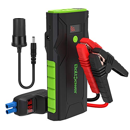 Bolt Power G33A 12V Car Jump Starter 1500A Peak Battery Booster for Gasoline 8L, Diesel Engines up to 6.5L, Dual USB Ports and Type-C Portable Power Pack, Built-in LED Flashlight