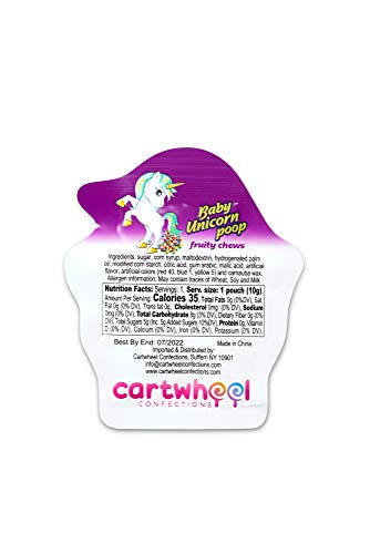 image for Baby Unicorn Poop Mini Fruit Chews, 48 Unicorn Party Favors Candy Bags