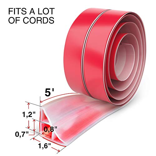 Floor Cord Cover by XProtector 5’ Silicone Baseboard Cord Protector