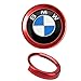 3Piece For BMW Steering Wheel Emblem Decal+Steering Wheel Center alloy Decor+Start Stop Button Ring Push Button Ignition Switch Decor combination,Make your car very cool (Rose red)
