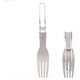 KEITH Titanium Folding Spork Lightweight Spoon Fork Outdoor Camping Tableware for Backpacking, Hiking, Travel, Picnics and Home with Bag(Fork Ti5303)
