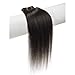 Emosa 100% Real Human Hair Clips in Hair Extensions Full Head #1 Jet Black #1B Natural Black (20inch, Natural Black)