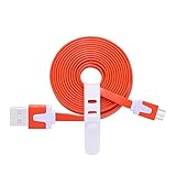 Flat Charging Cable Compatible Ultimate Ears, UE Boom 2 / MEGABOOM/WONDERBOOM / ROLL 2 / MEGABLAST/ROLL / Blast Wireless Bluetooth Speaker Power Supply Cord Line, Micro USB Charger Cable (Orange)