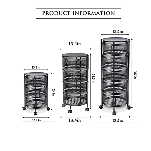 Fruit Vegetable Basket Rotating Rack with Wheels,Household Storage