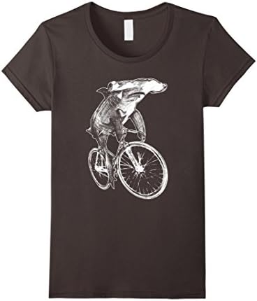 Women's Hammerhead Shark on a Bicycle TShirt  Medium Asphalt