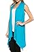 Women's Solid Color Sleeveless Asymetric Hem Open Front Cardigan (TURQUOISE, XL)