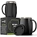 CHILLOUT LIFE Stainless Steel Insulated Coffee Mugs Set of 2 (14 oz) - Double Wall Coffee Cups With Spill Resistant Lid & Strong Handle, Shatterproof Cups for Cold Drinks, Hot Beverages