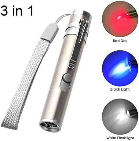 Lytrek Cat Interactive Toy, 3 in 1 USB Funny Pet Catch Chaser Light Toy with Red Dot and Flashlight to Scratching Training Tool for Cat or Dog