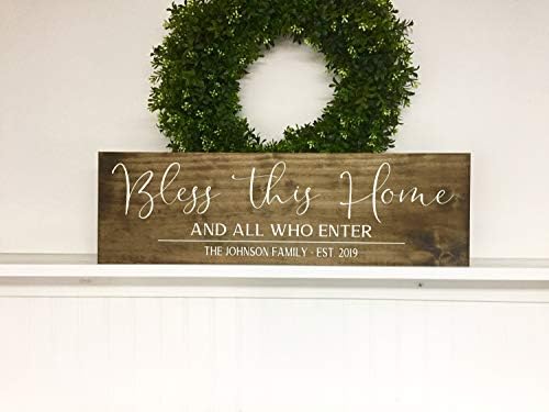 Ja242oe Bless this Home Housewarming Gift Personalized Family Wood Sign Wedding Gift New Home Gift Realtor gift client Last name date