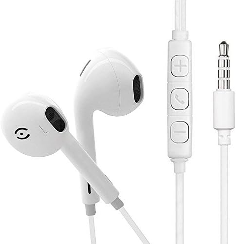 White Earphones, 3.5mm Wired In-Ear Stereo Headphones with Mic Headset for iPhone/Sony/Sumsung etc (JH0MUOOP)