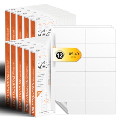 A4 Sheets of White Adhesive Labels, Create Your Custom Stickers Any Surface, A4 Secure Adhesive Paper, Printable Labels – OFITURIA (12 Per Sheet, 2000 Sheets)