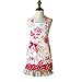 G2PLUS Lovely Classic Style Red Floral Pattern Three Ruffles Mama-Kid Girl Apron Cooking or Baking Apron with Pocket Great Gift For Wife Ladies and 2-5 yrs Old Kid Girl Daughters (Mama and Me Aprons)