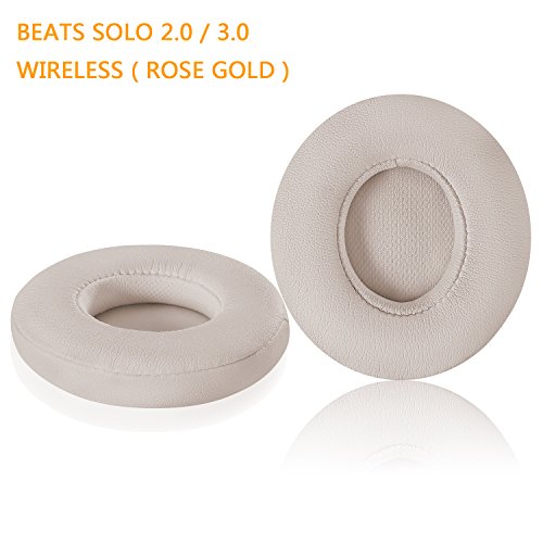Beats Solo 2.0 / 3.0 Replacement Earpads, JARMOR Memory Foam Ear Cushion Cover for Beats Solo 2.0 / 3.0 Wireless On Ear Headphones ONLY (Rose Gold)