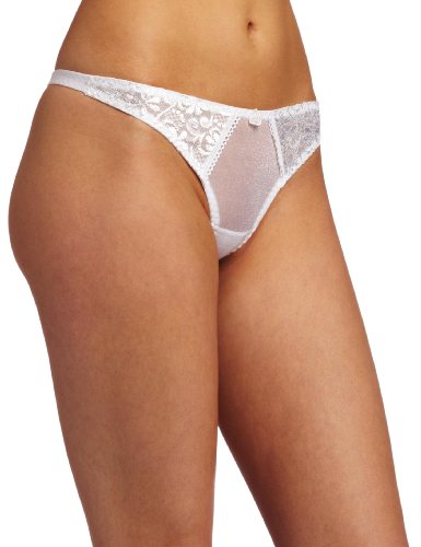 Carnival Womens Tuxedo Style Thong Panty, White, Medium