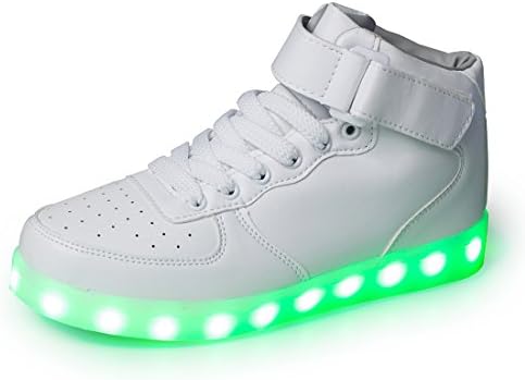 Lapens LED Light Up Shoes Rechargeable USB Flashing Fashion Sneakers for Kids Boys Girls LPLUS1548HT-Wh30