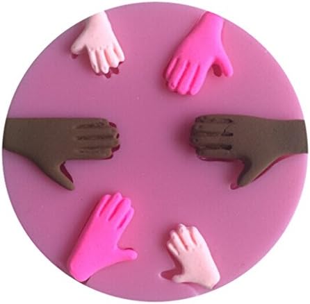 FLYMOR 6PCS Human Hand Shape 3D Silicone Cake Fondant Mold,Pink