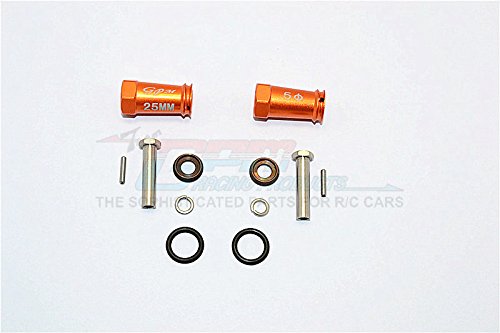 Axial SCX10 II (AX90046) / HPI Venture FJ Cruiser Upgrade Parts Aluminum Wheel Hex Adapters 25mm Width (Use For 4mm Thread Wheel Shaft & 5mm Hole Wheel) - 1Pr Set Orange