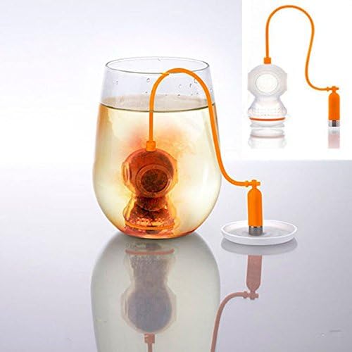 Cute Deep Sea Scuba Diver Tea Leaf Infuser - Loose Tea Leaf Strainer -Herb Filter - Spice Diffuser (Orange)