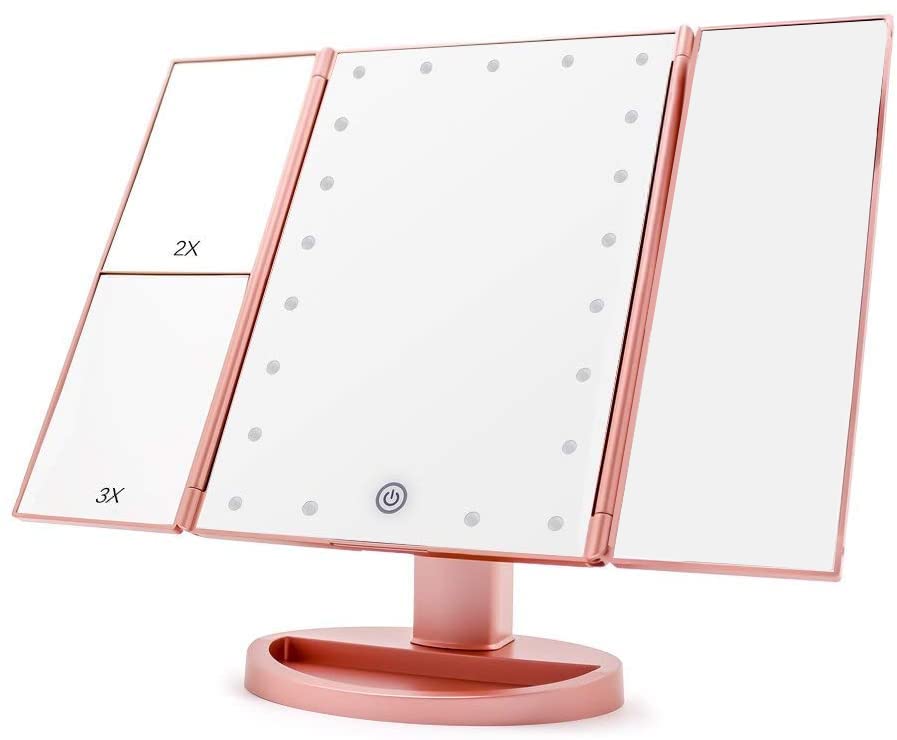 FUNTOUCH LED Lighted Makeup Vanity Mirror with 21 LED Lights, 10X/3X/2X