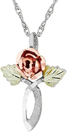 Black Hills Gold on Silver Rose Pendant