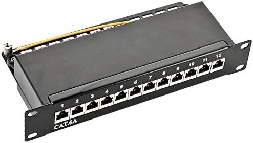 odedo® Desk/Table/Wall Patch Panel - 6 A - 500 MHz - 10 Gigabit - Shielded RJ45 Female - ISO/IEC 11801 and TIA/EIA 568C.2 - PoE Black 12 Port 10" black