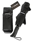 TravelZen Adventurer's Umbrella - A Unique Compact Auto Open Close Travel Umbrella plus Waterproof Tarp. Both within an Easy Carry Pouch with Carabiner, and Full Sized, Slip Resistant Handle.