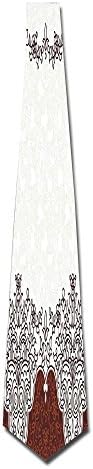 Ornate Old Iranian Classical Frieze Figure With Curved Flowers Men's Classic Silk Wide Tie Necktie (8 CM)