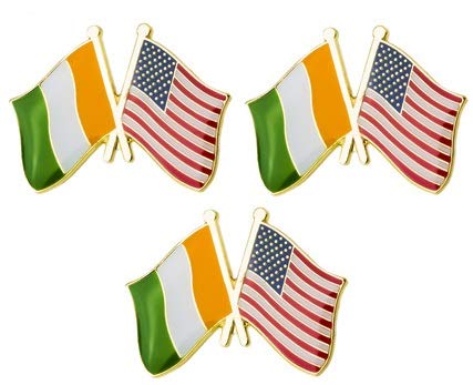 Set of 3 x Ireland And United States USA Flag metal pin badges