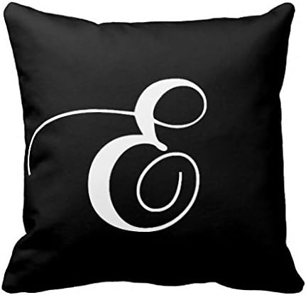 Black White Monogram E Designer Monogrammed Pillow Case