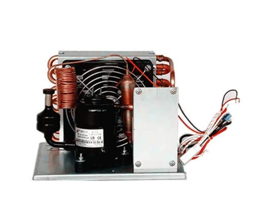 CAMPELIFY Portable DC Condenser Unit Direct Refrigeration Unit with Rotary Compressor R134A Refrigerant - for Fluid Chiller Water Dispenser Miniature Freezer Portable Cooling System (24V - 12.5A)
