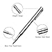 Rollerball Pens Set Fine Point for Men Black Gel Ink Classic Design Stainless Steel Micro 0.5mm with Pen Bag, 1 Extra Refill (Silver Barrel)
