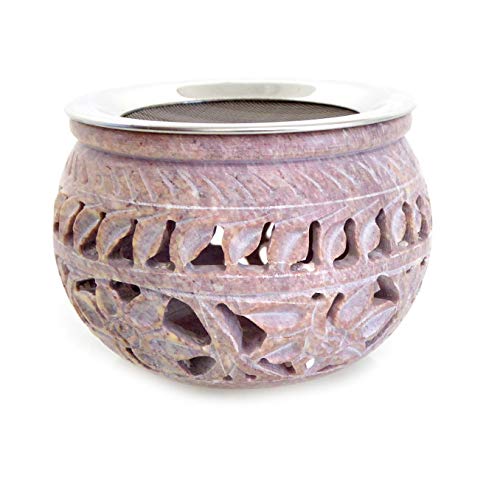 Fumaga – Räucherstövchen „Aurum“ aus Speckstein mit Sieb, wahlweise inkl. Räucherbürste