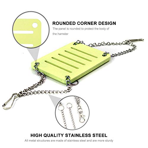 Aolvo Dwarf Hamster Toys, Colored Hanging Swing/Hammock/House/Hideout/Bed with Bell for Syrian Hamster, Big Cage Nest Habitat Accessories for Hedgehog, Guinea Pig, Sugar Glider, Chinchilla - Green - Thumbnail 2