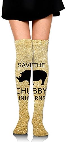 FHREISOCK Save The Chubby Unicorns Funny Rhino Women's Over Knee High Socks Long Athletic Stocking For Girl
