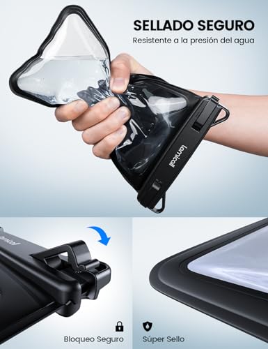 Lamicall Funda Impermeable para Celular - [Bolsa Doble] IPX8 Bolsa para Celular contra Agua, Waterproof Case con iPhone 14 15 16 17 Pro MAX,Galaxy S23 S24 Ultra, Todos los 4-7.5" con Funda, 1 Pack