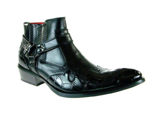 Alfa Men's M1732 Crocodile Textured Cowboy Ankle High Boot