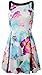 FANCYINN Women Floral Halter Neck Short Dress Backless Black Spaghetti Strap Aline Skater Mini Cocktail Dress L