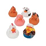 Fun Express Farm Animal Rubber Duckies | 12 Count | Great for Party Favors, Children's Birthday Bash, Animal-Themed Parties