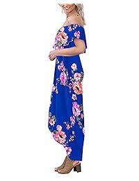 Vestidos para Mujer Verano Sin Hombro - Estampado Floral Largo Maxi Vestido Sundress