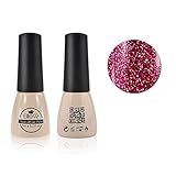 Qimisi Soak-Off UV LED Gel Polish Nail Art New Bling Colours Manicure Lacquer 7ml Glitter Darkfuchsia