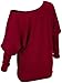 BLINGLAND Women's Off Shoulder Batwing Sleeve Sweater Loose Pullover Knit Jumper Oversized Tunics Top