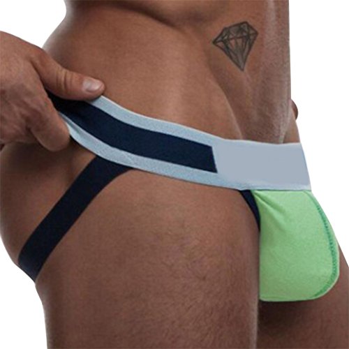 Potato001 Sexy Jock Straps Men G-String Thong Underwear Underpants Low Rise Boxers Briefs size M (Green)