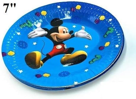 SWARUP "Party Plates / Disposable Plates / Cake Plates / Theme Party Supplies / Printed Round Party Plates 7" (7 Inches" Pack of 10 Plates" (Mickey Mouse)